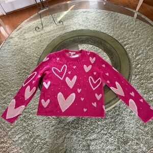 Splendid Stevie Pink Hearts Sweater Small Valentine's Day Crewneck Pullover NWT